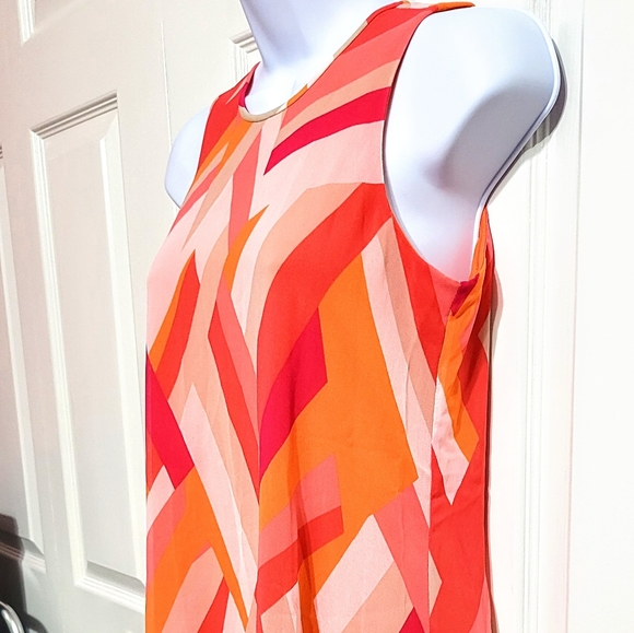 Calvin Klein Pink Orange Pattern Dress Sleeveless - Picture 4 of 5